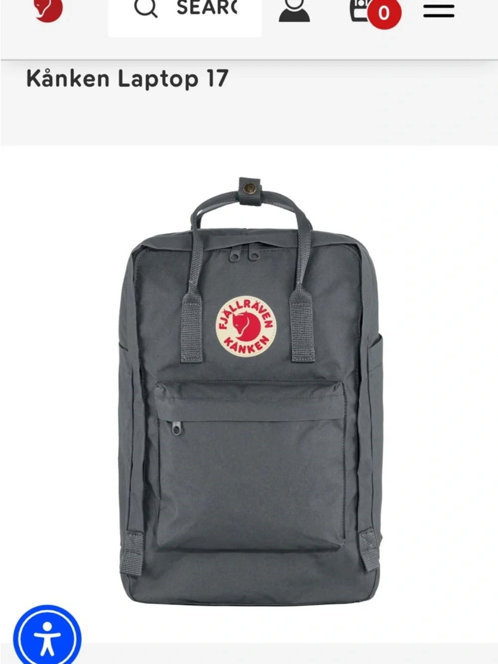 Fjallraven Kånken Laptop 17 Backpack - Blue with Red Logo FLAW